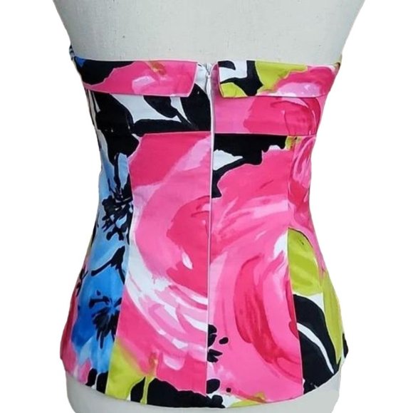 Trina Turk Floral Sweetheart Halter Top | EUC | 4 | Pink Blue Black Whit… - Picture 13 of 14